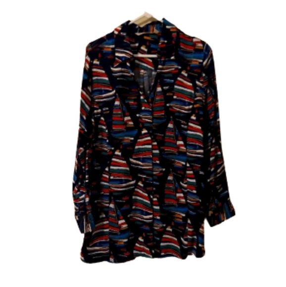 Soft Surroundings Sail Away Boat Print Shirt Size Large - Picture 6 of 13